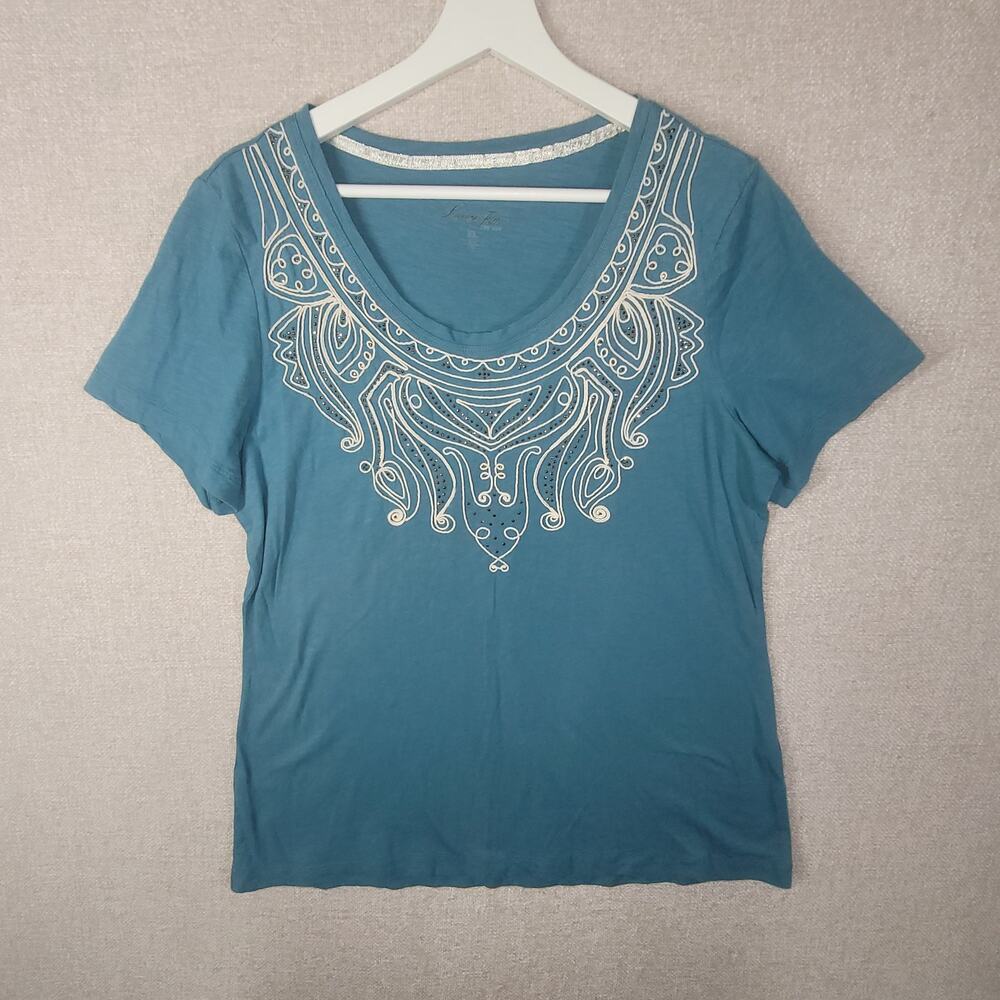 Legacy Falls Teal Cotton T-Shirt - Women's XL